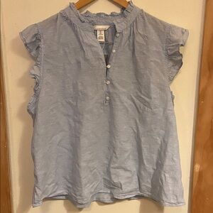 H&M Linen Blend Blue Top